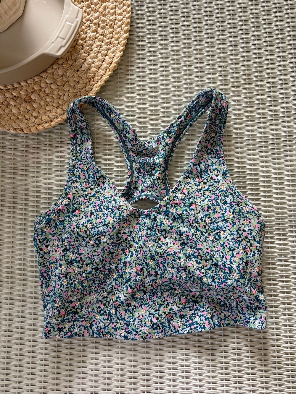 Floral Racerback Crop Bodysuit in Multicolor